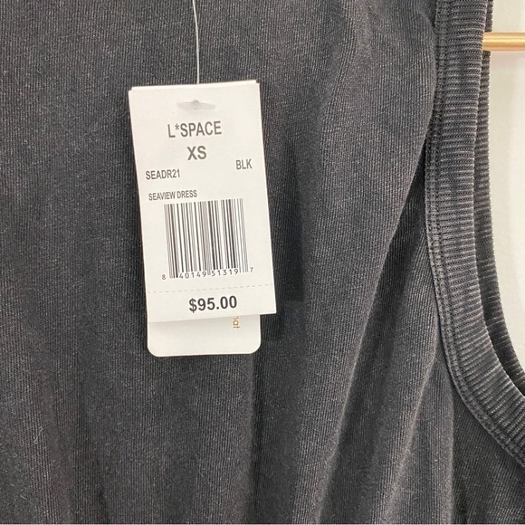 L Space NWT XS Seaview Charcoal‎ Washed Black Mini Tank T Shirt Dress Cotton - Picture 7 of 11